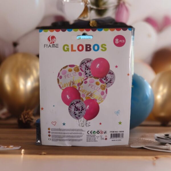 GLOBO FELIZ CUMPLEAÑOS COLOR ROSA